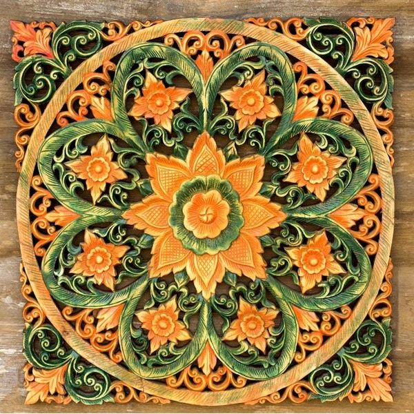 Alternate image for Teak relief panel Florid Magic