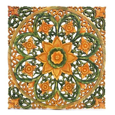 Alternate image for Teak relief panel Florid Magic