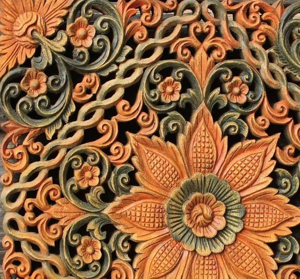 Alternate image for Floral Wood Relief Panel Floral Star