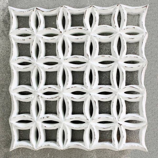 Alternate image for Hand Carved Whitewashed Wood Wall Relief Panel from Thailand Flower Plot