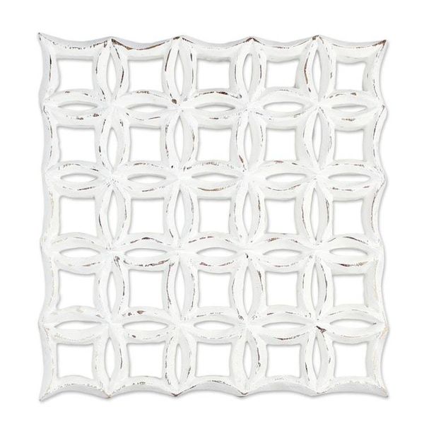 Alternate image for Hand Carved Whitewashed Wood Wall Relief Panel from Thailand Flower Plot
