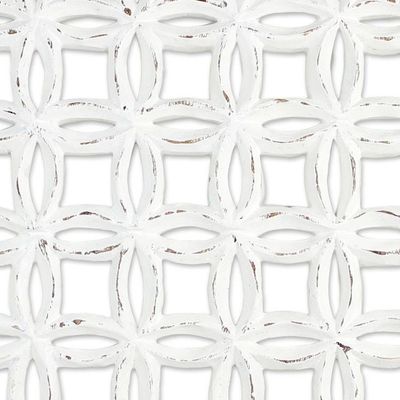 Alternate image for Hand Carved Whitewashed Wood Wall Relief Panel from Thailand Flower Plot