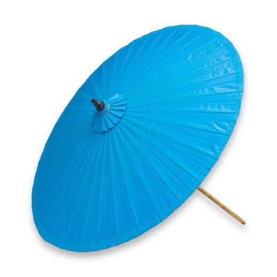 Alternate image for Handmade Blue Cotton and Bamboo Garden Umbrella Happy Garden in Turquoise