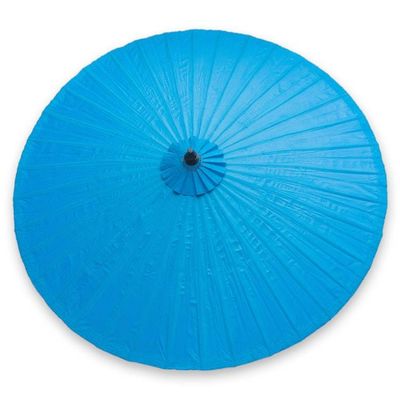 Alternate image for Handmade Blue Cotton and Bamboo Garden Umbrella Happy Garden in Turquoise