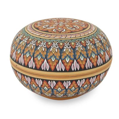 Alternate image for Fair Trade Thai Painted Celadon Ceramic Round Jewelry Box Thai Temptation