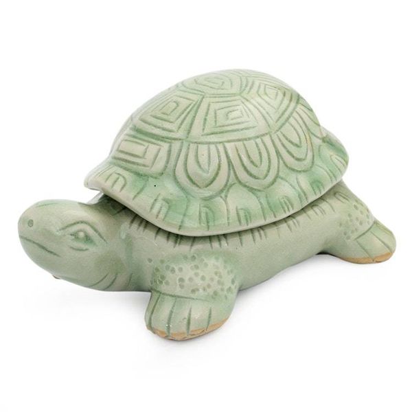 Alternate image for Handcrafted Green Thai Celadon Ceramic Turtle Box Green Thai Turtle