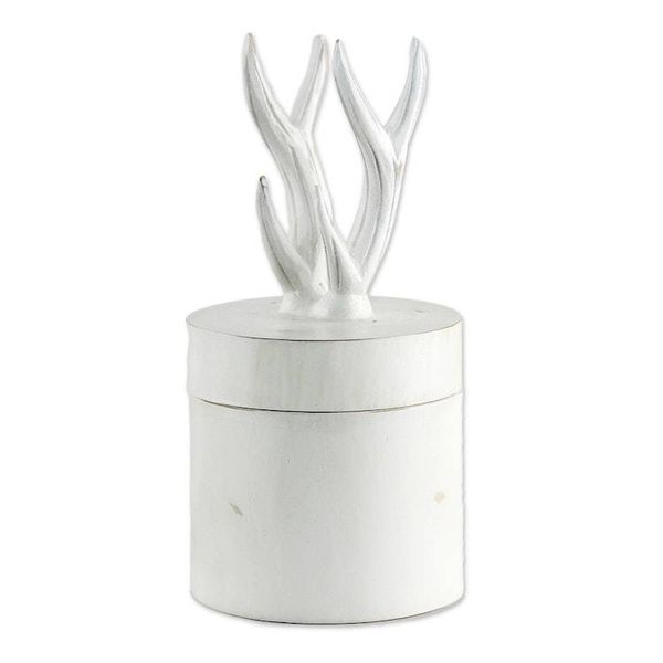 Alternate image for Hand Crafted White Decorative Box with Antlers from Thailand Antlers