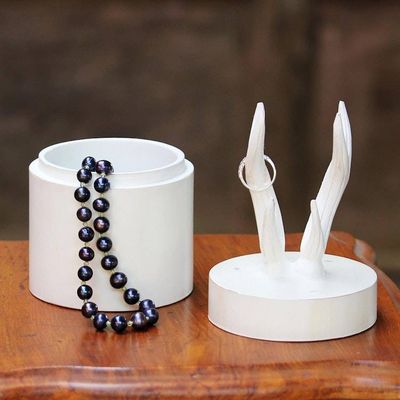 Alternate image for Hand Crafted White Decorative Box with Antlers from Thailand Antlers