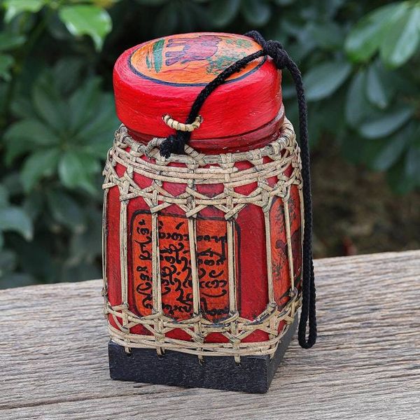 Alternate image for Handmade Ceramic Red Decorative Jar from Thailand Lanna Antique in Red