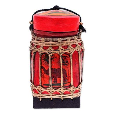 Alternate image for Handmade Ceramic Red Decorative Jar from Thailand Lanna Antique in Red