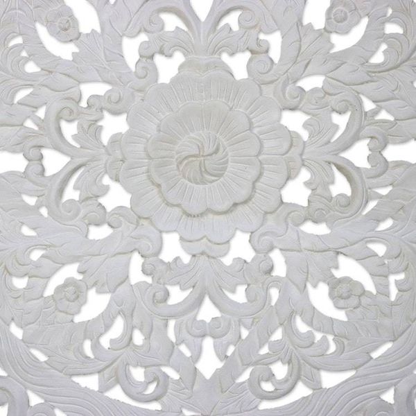 Alternate image for Hand-Carved Floral Acacia Wood Relief Panel from Thailand Tropical Flower