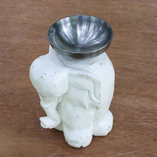 Alternate image for Whitewashed Wood Elephant Tealight Candle Holder Elegant Elephant