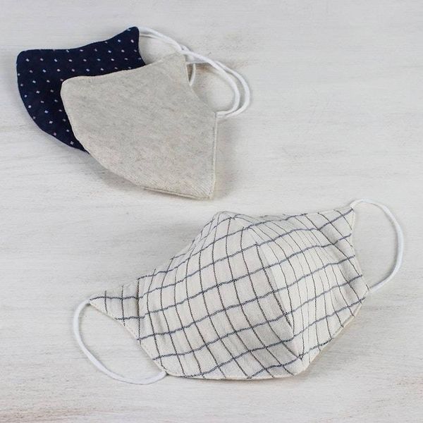 Alternate image for 1 Hemp and 2 Cotton Handcrafted Thai Face Masks set of 3 Quiet Spirit