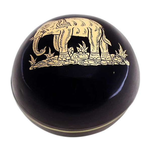 Alternate image for Gold-Accented Lacquerware Box from Thailand Elephant Trunk