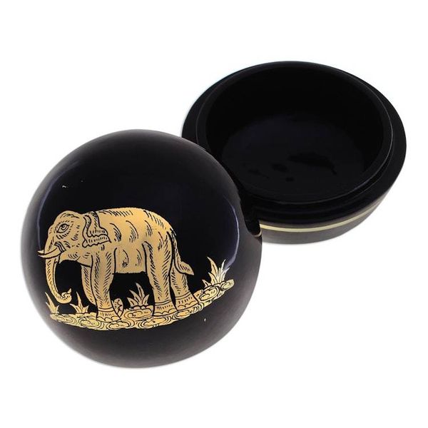 Alternate image for Gold-Accented Lacquerware Box from Thailand Elephant Trunk
