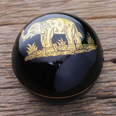 Primary image for Thai Lacquerware Box with Gold Accent Precious Elephant