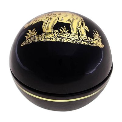 Alternate image for Thai Lacquerware Box with Gold Accent Precious Elephant