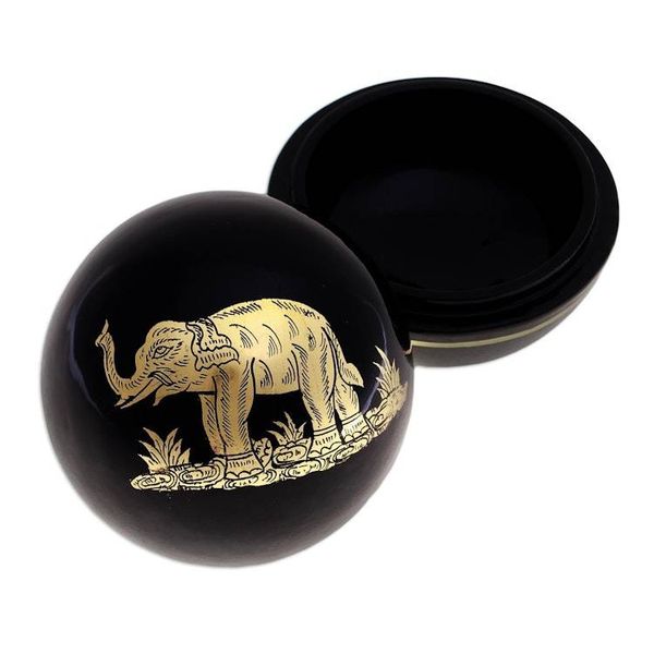 Alternate image for Thai Lacquerware Box with Gold Accent Precious Elephant