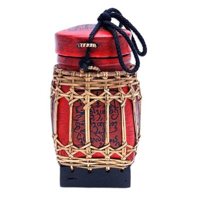 Alternate image for Decorative Bamboo and Raintree Wood Jar Lanna Letter in Small