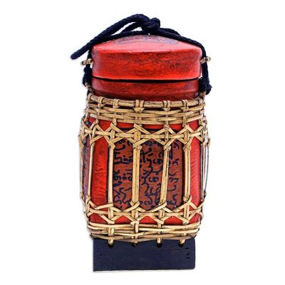 Alternate image for Decorative Bamboo and Raintree Wood Jar Lanna Letter in Small