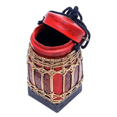 Alternate image for Decorative Bamboo and Raintree Wood Jar Lanna Letter in Small