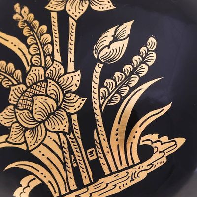 Alternate image for Lacquerware Mango Wood Box with Gold Foil Lotus Luck