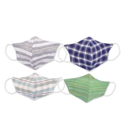 Alternate image for 4 Cotton Handcrafted Thai Face Masks in 2 Sizes Casual Style
