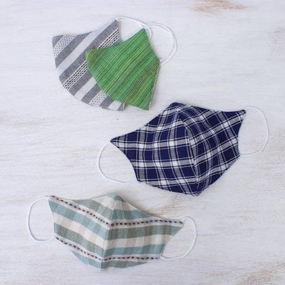 Alternate image for 4 Cotton Handcrafted Thai Face Masks in 2 Sizes Casual Style