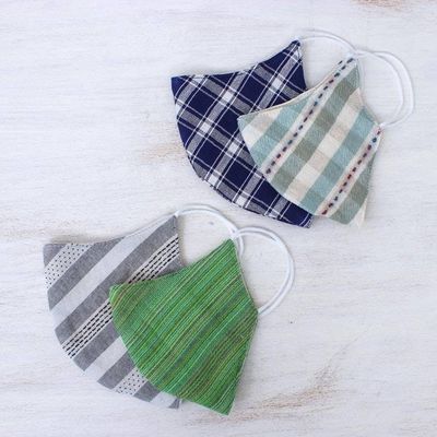 Alternate image for 4 Cotton Handcrafted Thai Face Masks in 2 Sizes Casual Style