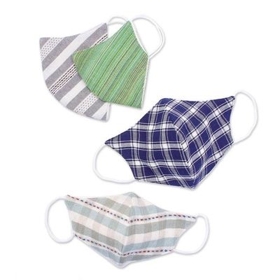 Alternate image for 4 Cotton Handcrafted Thai Face Masks in 2 Sizes Casual Style