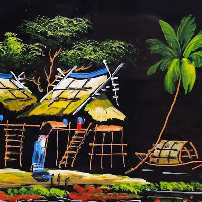 Alternate image for Scenic Lacquerware Wood Box from Thailand Countryside Life