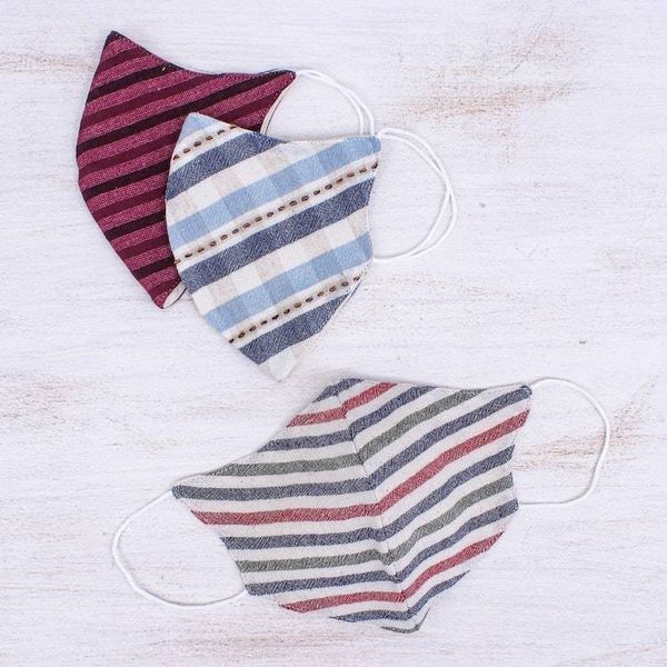 Alternate image for 3 Handcrafted Thai Cotton Filter Pocket Adult Face Masks Todays Styles