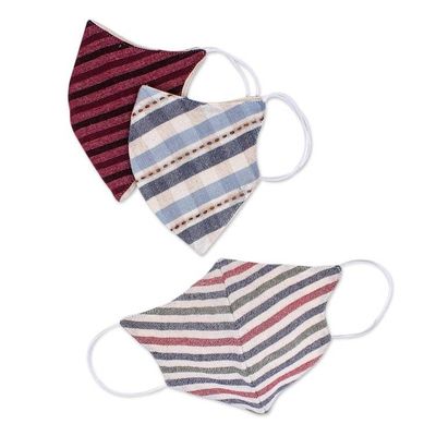 Alternate image for 3 Handcrafted Thai Cotton Filter Pocket Adult Face Masks Todays Styles