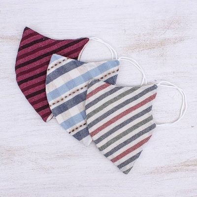 Alternate image for 3 Handcrafted Thai Cotton Filter Pocket Adult Face Masks Todays Styles