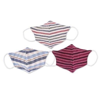 Alternate image for 3 Handcrafted Thai Cotton Filter Pocket Adult Face Masks Todays Styles