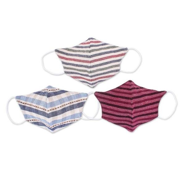 Alternate image for 3 Handcrafted Thai Cotton Filter Pocket Adult Face Masks Todays Styles
