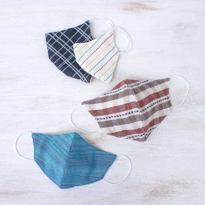 Alternate image for Cotton Handcrafted Thai Face Masks Set of 4--2 L 2 SM Weekend Casual