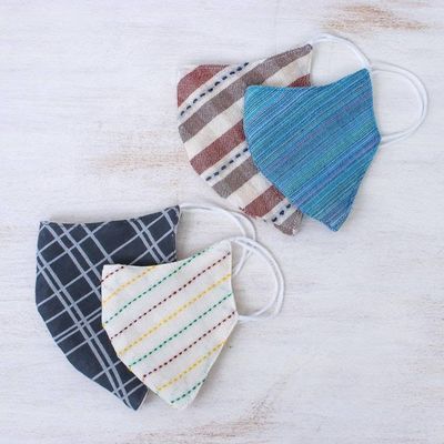 Alternate image for Cotton Handcrafted Thai Face Masks Set of 4--2 L 2 SM Weekend Casual