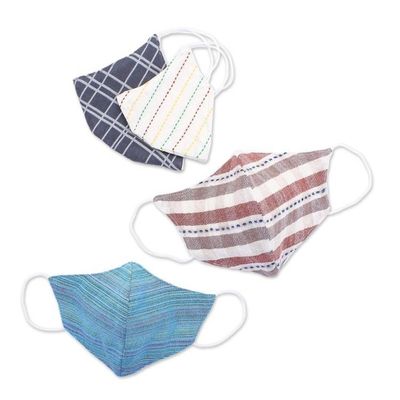 Alternate image for Cotton Handcrafted Thai Face Masks Set of 4--2 L 2 SM Weekend Casual