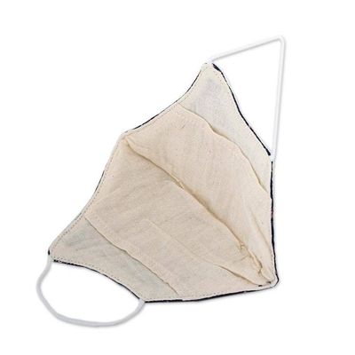 Alternate image for 3 Thai Handmade White Navy Blue Cotton Face Masks Cool Thai Blues