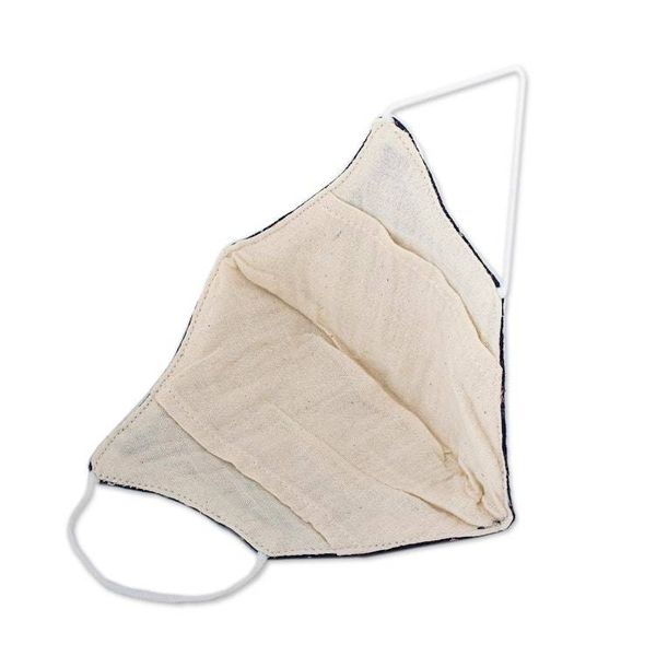 Alternate image for 3 Thai Handmade White Navy Blue Cotton Face Masks Cool Thai Blues