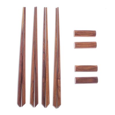 Alternate image for Teak Wood Chopsticks from Thailand Set of 4 with Rests Miraculous