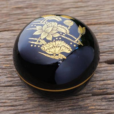 Alternate image for Gold-Accented Lacquerware Box with Lotus Motif Lotus Pond