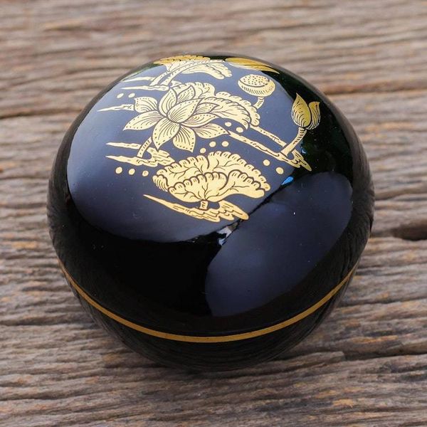 Alternate image for Gold-Accented Lacquerware Box with Lotus Motif Lotus Pond