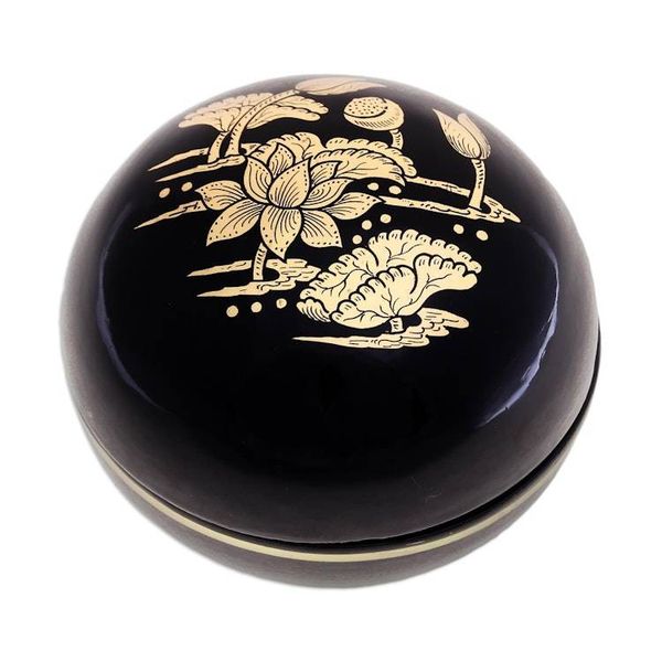 Alternate image for Gold-Accented Lacquerware Box with Lotus Motif Lotus Pond