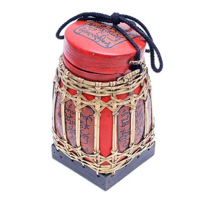 Alternate image for Hand Made Decorative Bamboo and Wood Jar Lanna Letter in Medium