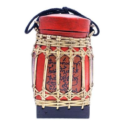 Alternate image for Hand Made Decorative Bamboo and Wood Jar Lanna Letter in Medium