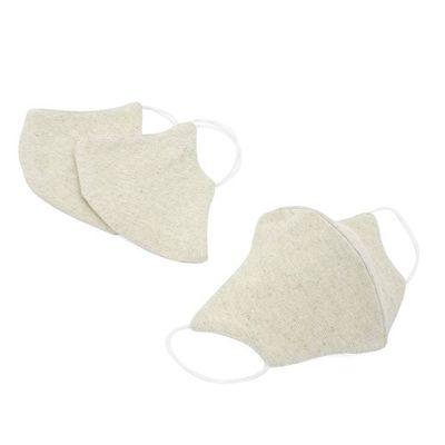 Alternate image for Set of 3 Artisan Crafted Neutral Hemp and Cotton Face Masks Subtle Nature
