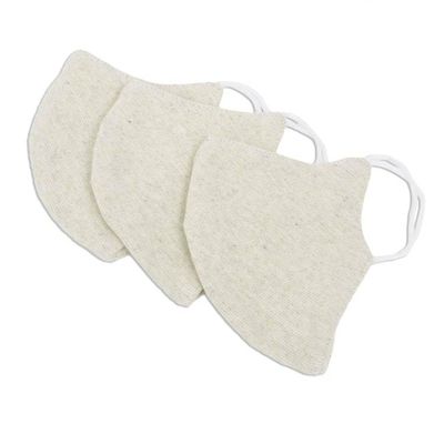Alternate image for Set of 3 Artisan Crafted Neutral Hemp and Cotton Face Masks Subtle Nature