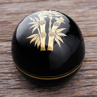 Alternate image for Round Lacquerware Box from Thailand Shimmering Bamboo